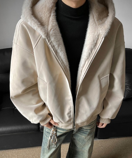 B.R.U（ブル）の「フェイクレザーフーディーブルゾン（ブルゾン・メンズ・ベージュ/ブラック系その他・FREE）」の17枚目の写真