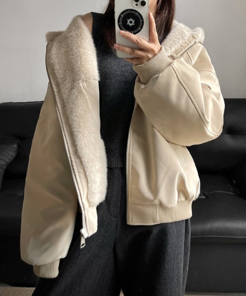 B.R.U（ブル）の「フェイクレザーフーディーブルゾン（ブルゾン・メンズ・ベージュ/ブラック系その他・FREE）」の21枚目の写真