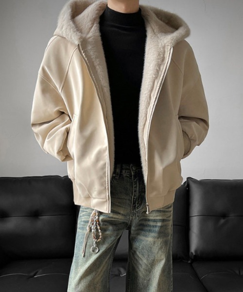 B.R.U（ブル）の「フェイクレザーフーディーブルゾン（ブルゾン・メンズ・ベージュ/ブラック系その他・FREE）」の19枚目の写真