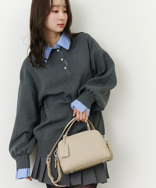 Olu.（オルドット）の「ダブルジップボストンバッグ（ボストンバッグ・レディース・グレイッシュベージュ/ブラック/アイボリー・FREE）」の6枚目の写真