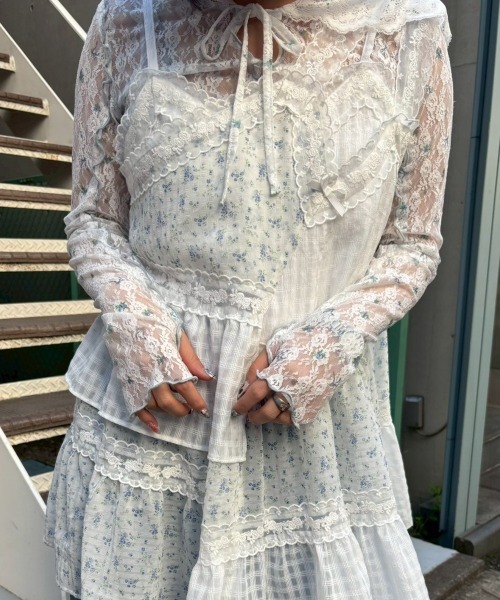 Candy Stripper(キャンディストリッパー)の「MESSY LACE BABY ドール(ワンピース・レディース・ピンク/オフホワイト/ブラック・FREE)」の11枚目の写真