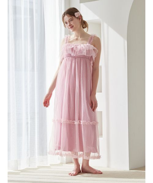 ハート柄チュールカップインワンピース（ルームウェア/パジャマ