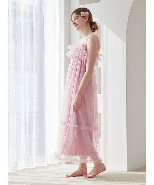 ハート柄チュールカップインワンピース（ルームウェア/パジャマ