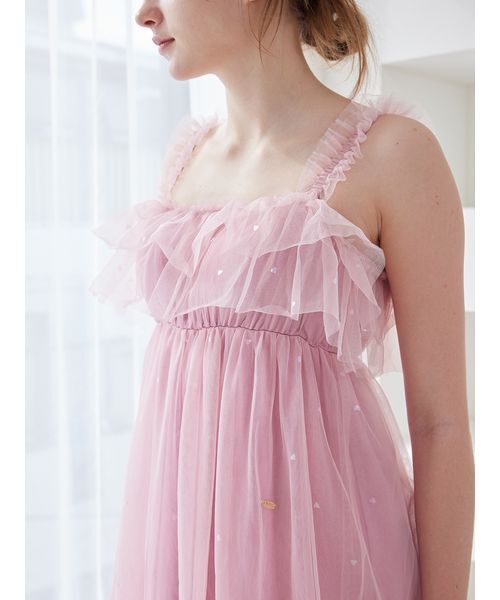 ハート柄チュールカップインワンピース（ルームウェア/パジャマ