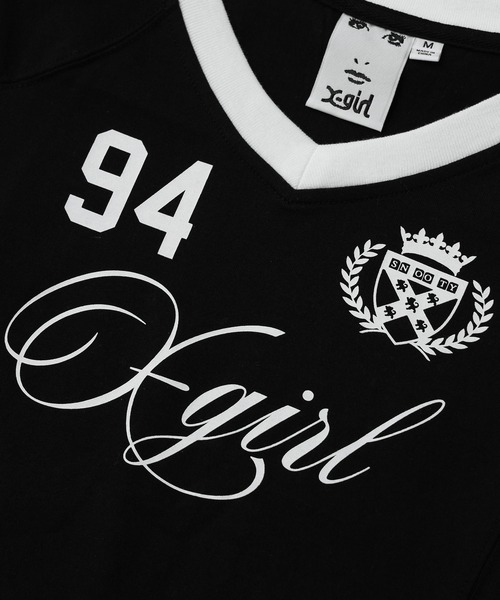 X-girl（エックスガール）の「STUDDED NUMBER S/S BABY TEE（Tシャツ/カットソー・レディース・ブラック/ホワイト/ライトグリーン・S/M）」の8枚目の写真