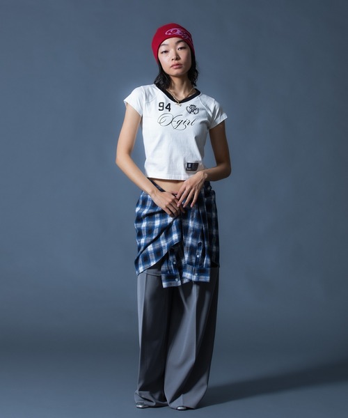 X-girl（エックスガール）の「STUDDED NUMBER S/S BABY TEE（Tシャツ/カットソー・レディース・ブラック/ホワイト/ライトグリーン・S/M）」の17枚目の写真