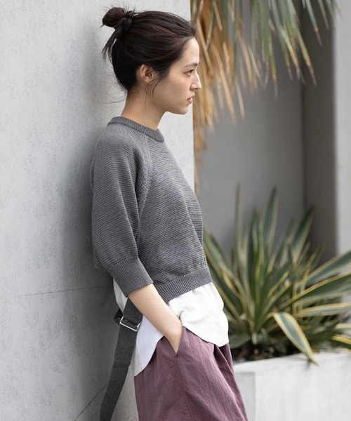 Munich（ミューニック）の「コットンニットバックベルトディテールプルオーバー（ニット/セーター・レディース・マスタード/ブラック/グレー・FREE）」の15枚目の写真