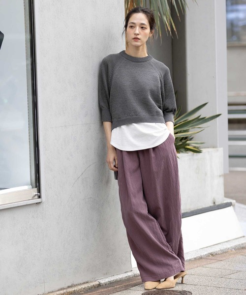 Munich（ミューニック）の「コットンニットバックベルトディテールプルオーバー（ニット/セーター・レディース・マスタード/ブラック/グレー・FREE）」の17枚目の写真