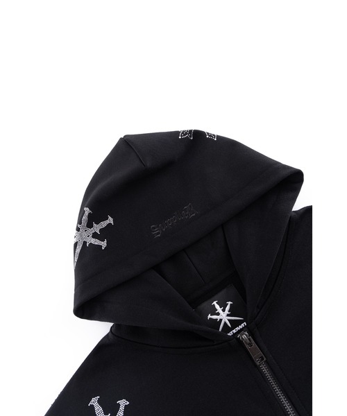 UNKNOWN LONDON(アンノウン・ロンドン)の「ジップフーディ|Dagger Cross Rhinestone Zip Hoodie|Unknown London(パーカー・メンズ・ブラック/グレー・MEDIUM/SMALL/X-LARGE/LARGE)」の11枚目の写真