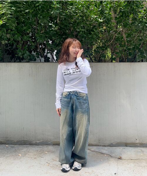 DANGLEDROP(ダングルドロップ)の「DGDP FREE YOU セミクロップロングスリーブホワイト(Tシャツ/カットソー・レディース・その他・FREE)」の21枚目の写真