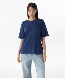 ウィメンズリラックスフィットクルーネックTシャツ[ミッドナイトブルー]