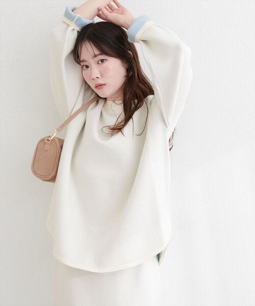 natural couture(ナチュラルクチュール)の「Wフェイス裾口ラウンドニットプルオーバー(ニット/セーター・レディース・イエロー/ピンク/チャコールグレー/オフホワイト・FREE)」の14枚目の写真