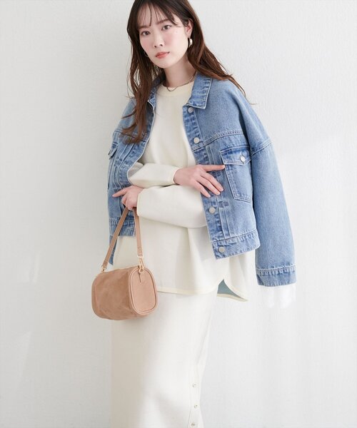 natural couture(ナチュラルクチュール)の「Wフェイス裾口ラウンドニットプルオーバー(ニット/セーター・レディース・イエロー/ピンク/チャコールグレー/オフホワイト・FREE)」の16枚目の写真
