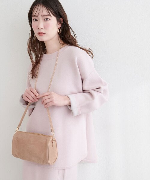 natural couture(ナチュラルクチュール)の「Wフェイス裾口ラウンドニットプルオーバー(ニット/セーター・レディース・イエロー/ピンク/チャコールグレー/オフホワイト・FREE)」の10枚目の写真