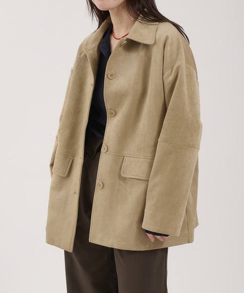 セール】Faux Suede Over Shirt Jacket / フェイクスウェードオーバー