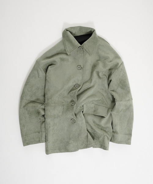 Perushu(ペルーシュ)の「Faux Suede Over Shirt Jacket / フェイクスウェードオーバーシャツジャケット(カバーオール・レディース・ベージュ/ライトグリーン/ブラウン・SMALL/MEDIUM)」の22枚目の写真