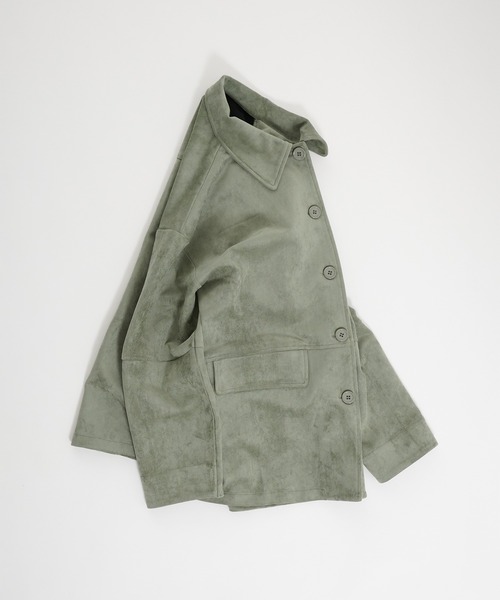 Perushu(ペルーシュ)の「Faux Suede Over Shirt Jacket / フェイクスウェードオーバーシャツジャケット(カバーオール・レディース・ベージュ/ライトグリーン/ブラウン・SMALL/MEDIUM)」の15枚目の写真