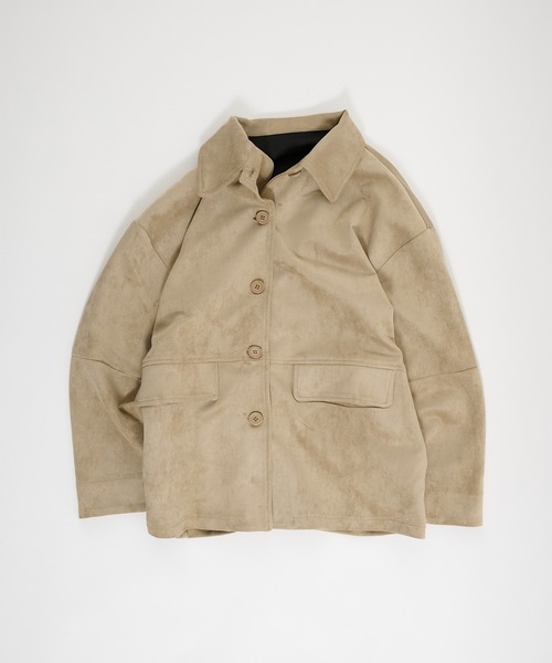 Perushu(ペルーシュ)の「Faux Suede Over Shirt Jacket / フェイクスウェードオーバーシャツジャケット(カバーオール・レディース・ベージュ/ライトグリーン/ブラウン・SMALL/MEDIUM)」の16枚目の写真