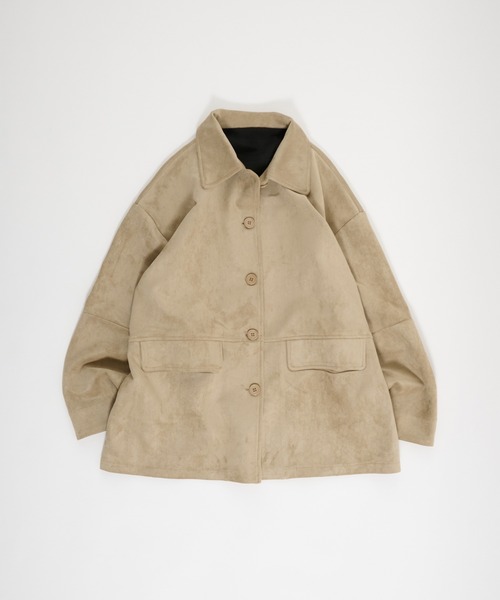 Perushu(ペルーシュ)の「Faux Suede Over Shirt Jacket / フェイクスウェードオーバーシャツジャケット(カバーオール・レディース・ベージュ/ライトグリーン/ブラウン・SMALL/MEDIUM)」の18枚目の写真