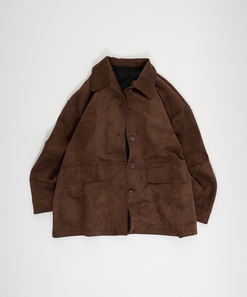 Perushu(ペルーシュ)の「Faux Suede Over Shirt Jacket / フェイクスウェードオーバーシャツジャケット(カバーオール・レディース・ベージュ/ライトグリーン/ブラウン・SMALL/MEDIUM)」の9枚目の写真