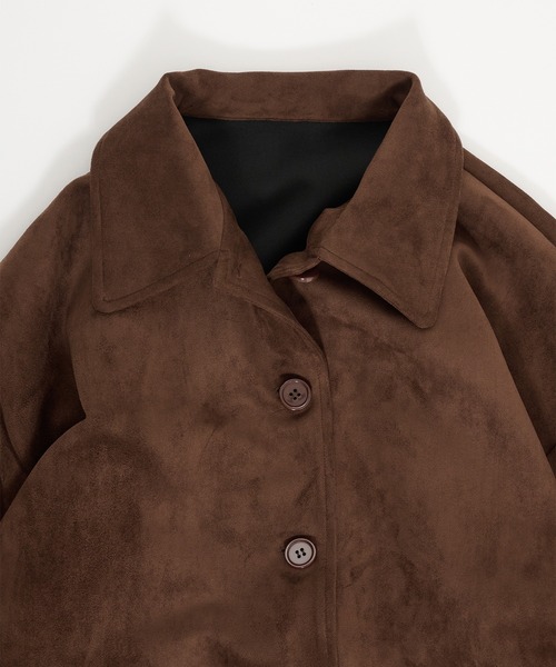 Perushu(ペルーシュ)の「Faux Suede Over Shirt Jacket / フェイクスウェードオーバーシャツジャケット(カバーオール・レディース・ベージュ/ライトグリーン/ブラウン・SMALL/MEDIUM)」の11枚目の写真