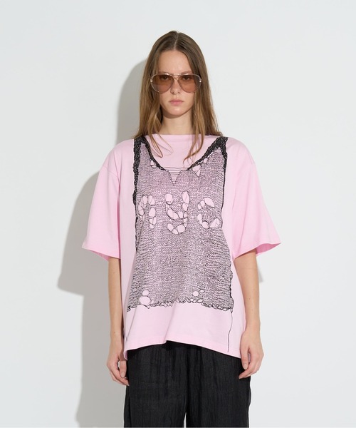 anna sui nyc（アナ スイ エヌ ワイ シー）の「トロンプルイユプリントビッグTシャツ（Tシャツ/カットソー・レディース・ピンク/ホワイト/ブラック・FREE）」の16枚目の写真