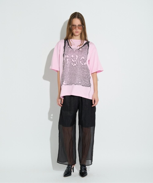 anna sui nyc（アナ スイ エヌ ワイ シー）の「トロンプルイユプリントビッグTシャツ（Tシャツ/カットソー・レディース・ピンク/ホワイト/ブラック・FREE）」の19枚目の写真