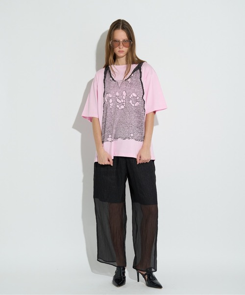 anna sui nyc（アナ スイ エヌ ワイ シー）の「トロンプルイユプリントビッグTシャツ（Tシャツ/カットソー・レディース・ピンク/ホワイト/ブラック・FREE）」の22枚目の写真