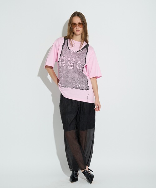 anna sui nyc（アナ スイ エヌ ワイ シー）の「トロンプルイユプリントビッグTシャツ（Tシャツ/カットソー・レディース・ピンク/ホワイト/ブラック・FREE）」の20枚目の写真