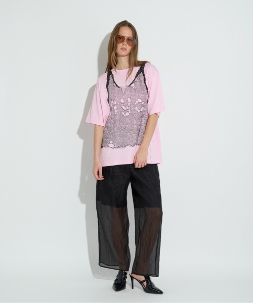 anna sui nyc（アナ スイ エヌ ワイ シー）の「トロンプルイユプリントビッグTシャツ（Tシャツ/カットソー・レディース・ピンク/ホワイト/ブラック・FREE）」の21枚目の写真