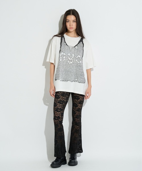 anna sui nyc（アナ スイ エヌ ワイ シー）の「トロンプルイユプリントビッグTシャツ（Tシャツ/カットソー・レディース・ピンク/ホワイト/ブラック・FREE）」の7枚目の写真
