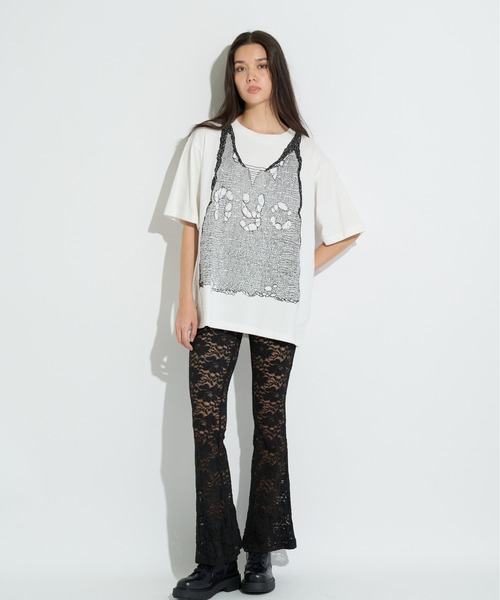 anna sui nyc（アナ スイ エヌ ワイ シー）の「トロンプルイユプリントビッグTシャツ（Tシャツ/カットソー・レディース・ピンク/ホワイト/ブラック・FREE）」の8枚目の写真
