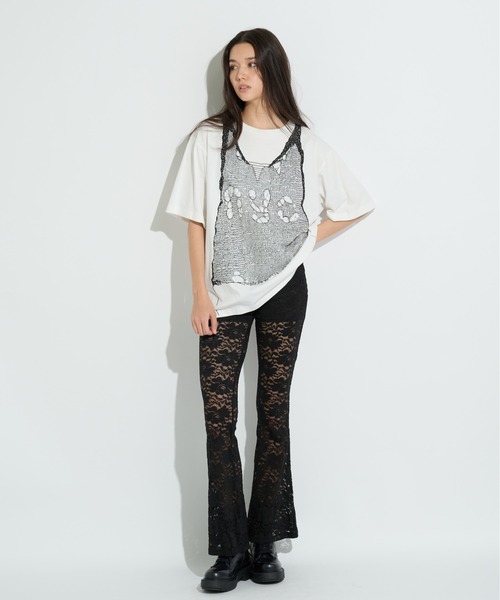 anna sui nyc（アナ スイ エヌ ワイ シー）の「トロンプルイユプリントビッグTシャツ（Tシャツ/カットソー・レディース・ピンク/ホワイト/ブラック・FREE）」の9枚目の写真