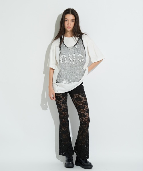 anna sui nyc（アナ スイ エヌ ワイ シー）の「トロンプルイユプリントビッグTシャツ（Tシャツ/カットソー・レディース・ピンク/ホワイト/ブラック・FREE）」の11枚目の写真