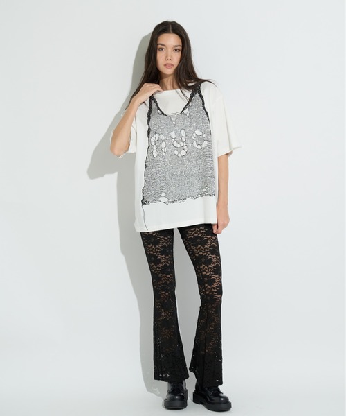 anna sui nyc（アナ スイ エヌ ワイ シー）の「トロンプルイユプリントビッグTシャツ（Tシャツ/カットソー・レディース・ピンク/ホワイト/ブラック・FREE）」の10枚目の写真