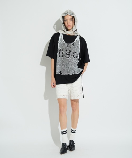 anna sui nyc（アナ スイ エヌ ワイ シー）の「トロンプルイユプリントビッグTシャツ（Tシャツ/カットソー・レディース・ピンク/ホワイト/ブラック・FREE）」の15枚目の写真