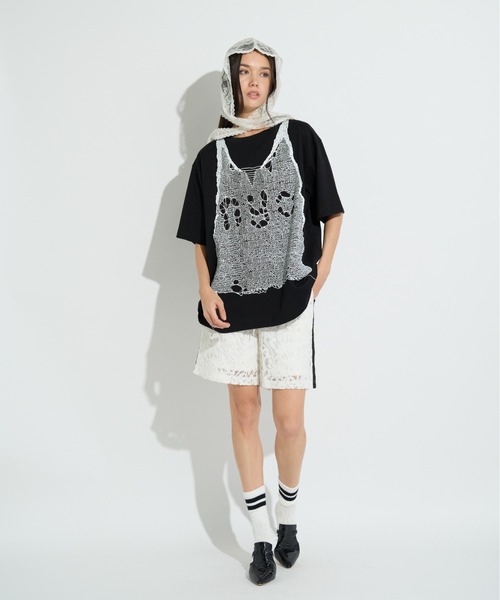 anna sui nyc（アナ スイ エヌ ワイ シー）の「トロンプルイユプリントビッグTシャツ（Tシャツ/カットソー・レディース・ピンク/ホワイト/ブラック・FREE）」の14枚目の写真