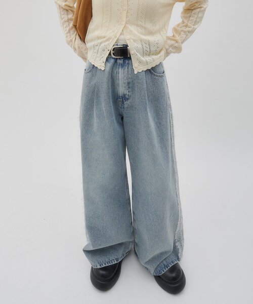 DISCOAT（ディスコート）の「【umm.】サイドレースデニムワイドパンツ《サイズ展開あり》（その他パンツ・レディース・ブルー・SMALL/MEDIUM/LARGE）」の5枚目の写真