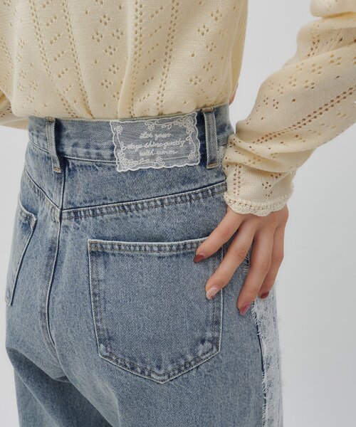 DISCOAT（ディスコート）の「【umm.】サイドレースデニムワイドパンツ《サイズ展開あり》（その他パンツ・レディース・ブルー・SMALL/MEDIUM/LARGE）」の6枚目の写真