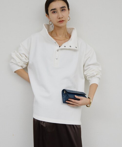 GALLARDAGALANTE（ガリャルダガランテ）の「ハーフスナップスウェット（Tシャツ/カットソー・レディース・オフホワイト/ライトグレー・FREE）」の3枚目の写真