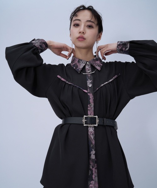 HARE（ハレ）の「アートジャガードシャツ(HARE)（シャツ/ブラウス・レディース・ブラック/グレー/ピンク・FREE）」の3枚目の写真