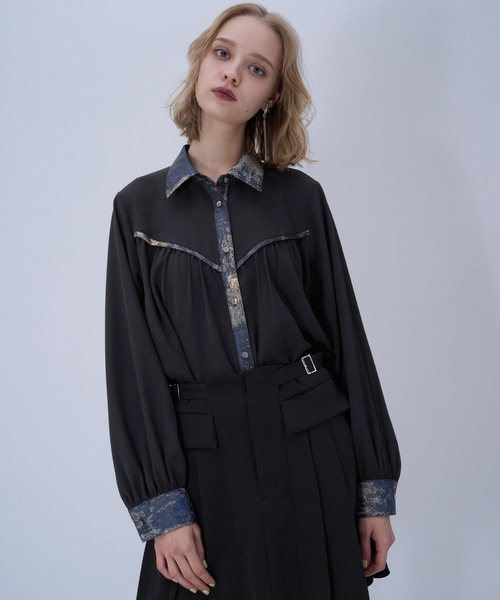 HARE（ハレ）の「アートジャガードシャツ(HARE)（シャツ/ブラウス・レディース・ブラック/グレー/ピンク・FREE）」の2枚目の写真