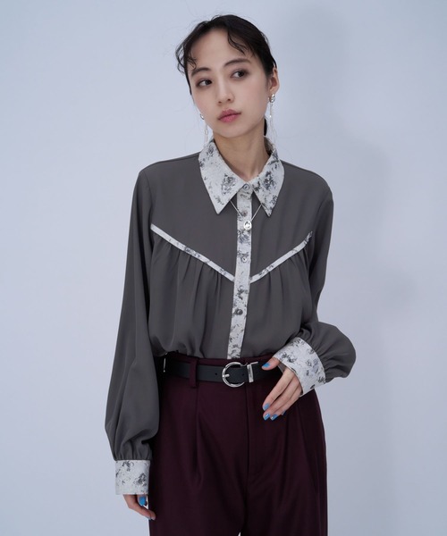 HARE（ハレ）の「アートジャガードシャツ(HARE)（シャツ/ブラウス・レディース・ブラック/グレー/ピンク・FREE）」の4枚目の写真