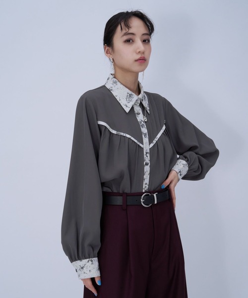 HARE（ハレ）の「アートジャガードシャツ(HARE)（シャツ/ブラウス・レディース・ブラック/グレー/ピンク・FREE）」の5枚目の写真