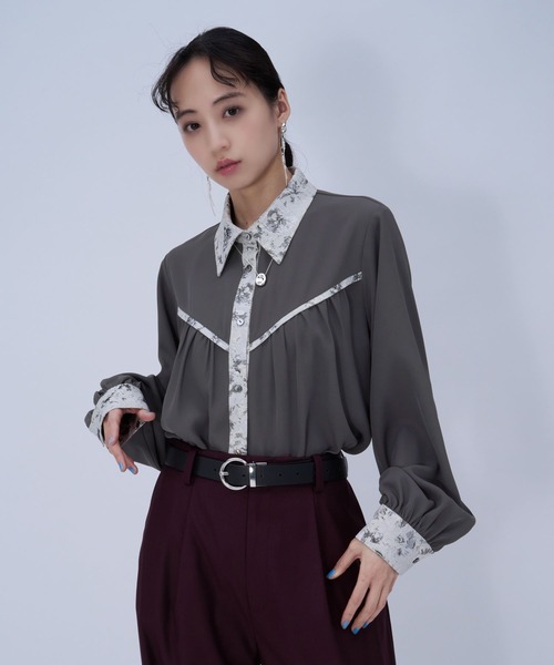 HARE（ハレ）の「アートジャガードシャツ(HARE)（シャツ/ブラウス・レディース・ブラック/グレー/ピンク・FREE）」の6枚目の写真