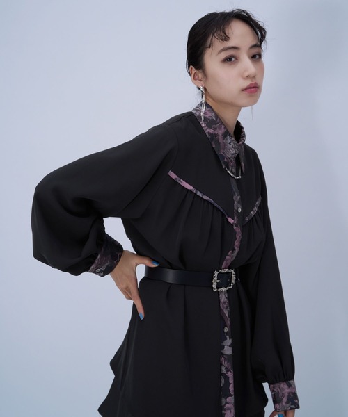 HARE（ハレ）の「アートジャガードシャツ(HARE)（シャツ/ブラウス・レディース・ブラック/グレー/ピンク・FREE）」の8枚目の写真