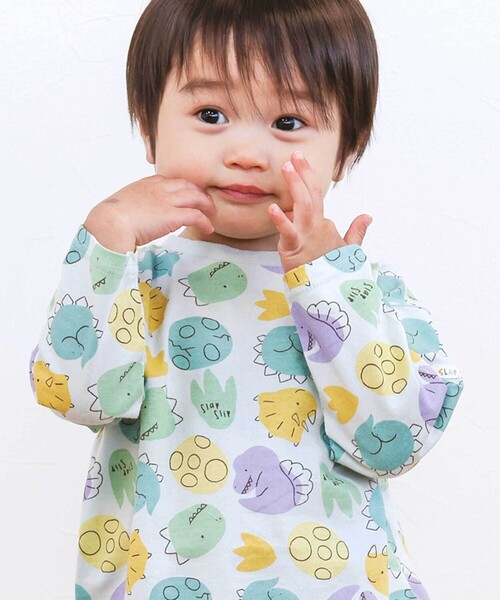 SLAP SLIP（スラップスリップ）の「【スララク/防汚加工/オーガニックコットン】わくわくデザイン男の子長袖Tシャツ(80~130cm)（Tシャツ/カットソー・キッズ・オフホワイト/ホワイト系その他2/ベージュ/イエロー/ネイビー/グリーン系その他/ホワイト系その他/ブルー系その他2・90cm/110cm/120cm/80ｃｍ/100cm/130cm）」の6枚目の写真