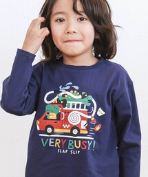 SLAP SLIP（スラップスリップ）の「【スララク 防汚加工 オーガニックコットン】わくわくデザイン男の子長袖Tシャツ(80~130cm)（Tシャツ/カットソー）」