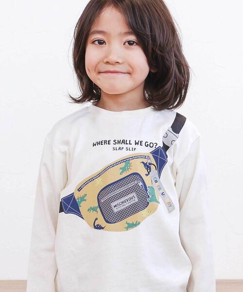 SLAP SLIP（スラップスリップ）の「【スララク/防汚加工/オーガニックコットン】わくわくデザイン男の子長袖Tシャツ(80~130cm)（Tシャツ/カットソー・キッズ・オフホワイト/ホワイト系その他2/ベージュ/イエロー/ネイビー/グリーン系その他/ホワイト系その他/ブルー系その他2・90cm/110cm/120cm/80ｃｍ/100cm/130cm）」の2枚目の写真