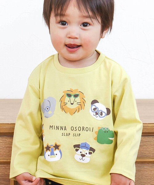 SLAP SLIP（スラップスリップ）の「【スララク/防汚加工/オーガニックコットン】わくわくデザイン男の子長袖Tシャツ(80~130cm)（Tシャツ/カットソー・キッズ・オフホワイト/ホワイト系その他2/ベージュ/イエロー/ネイビー/グリーン系その他/ホワイト系その他/ブルー系その他2・90cm/110cm/120cm/80ｃｍ/100cm/130cm）」の8枚目の写真